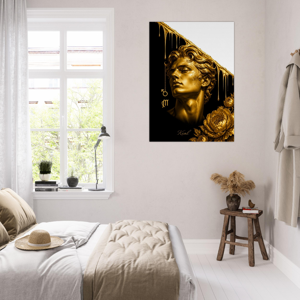 Virgo Zodiac Maiden Poster, Gold Wall Art, Astrology Canvas, Maiden Portrait, Zodiac Gift for Him, Danish Art Studio