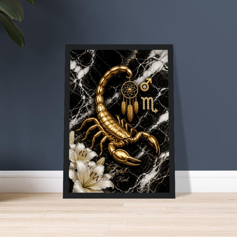 Scorpio Zodiac Scorpion Poster, Gold Wall Art, Zodiac Gift for Him, Danish Art Studio