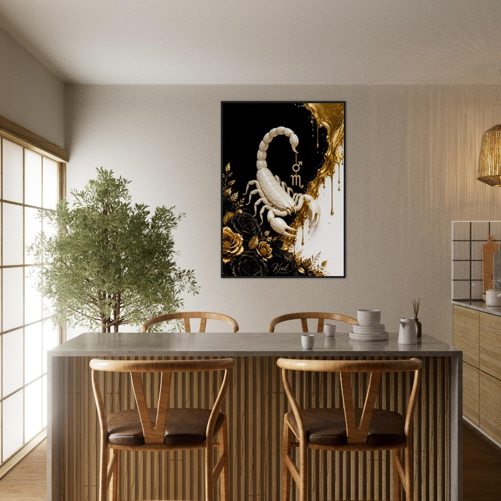 Scorpio Zodiac Scorpion Poster, Gold Wall Art, Zodiac Gift for Him, Danish Art Studio