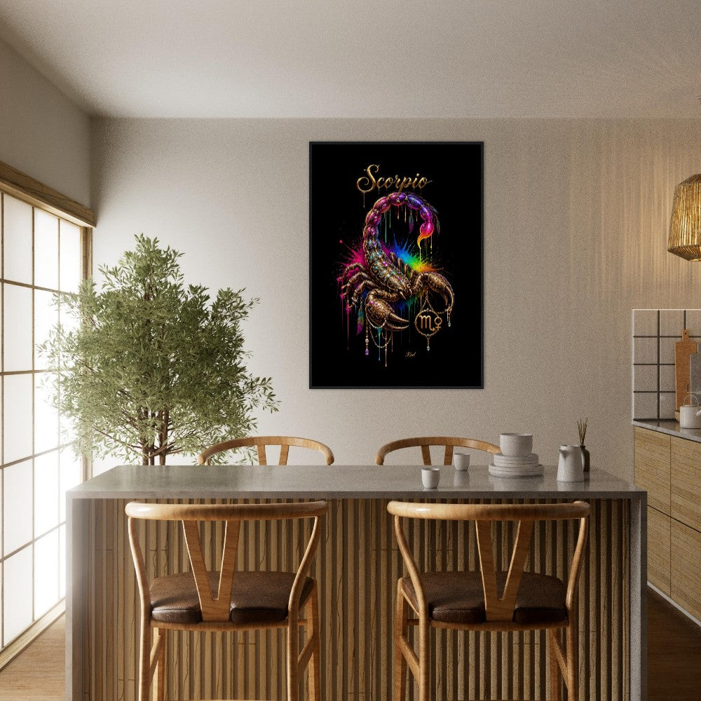 Scorpio Neon Zodiac Scorpion Poster, Colorful Wall Art, Zodiac Gift for Her, Danish Art Studio