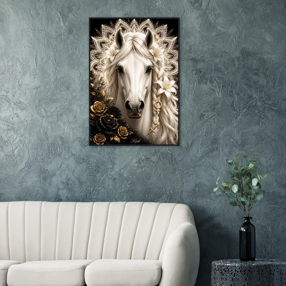 Sagittarius Zodiac Horse Poster, Gold Wall Art, Zodiac Gift for Her, Danish Art Studio