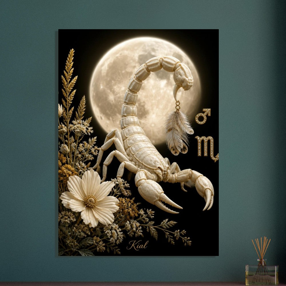 Scorpio Zodiac Scorpion Poster, Gold Wall Art, Zodiac Gift for Him, Danish Art Studio