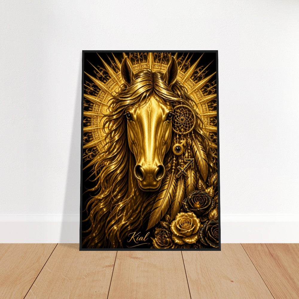 Sagittarius Zodiac Horse Poster, Gold Wall Art, Zodiac Gift for Him, Danish Art Studio