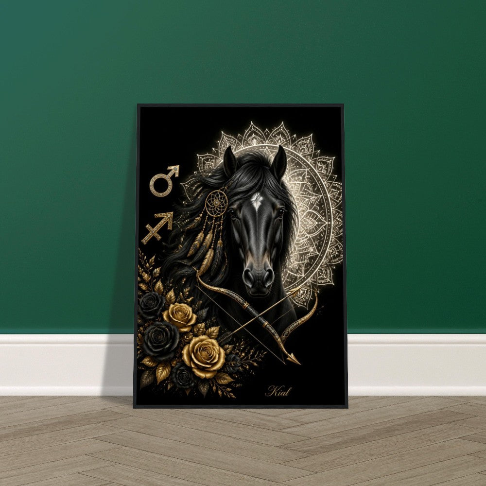 Sagittarius Zodiac Horse Poster, Gold Wall Art, Zodiac Gift for Him, Danish Art Studio