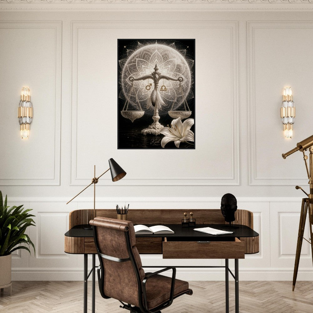 Libra Zodiac Scales Poster, Gold Wall Art, Astrology Canvas, Scales Portrait, Zodiac Gift for Him, Danish Art Studio