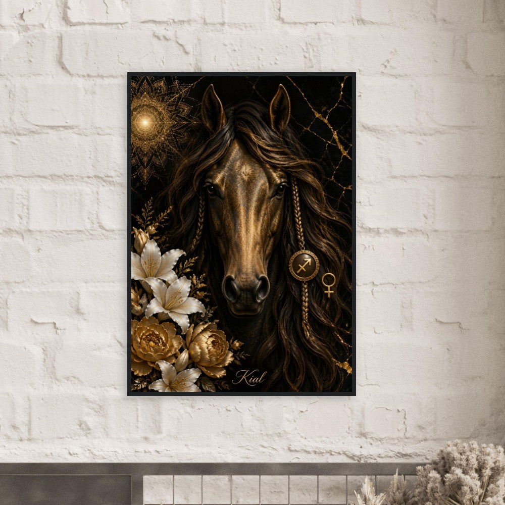 Sagittarius Zodiac Horse Poster, Gold Wall Art, Zodiac Gift for Her, Danish Art Studio