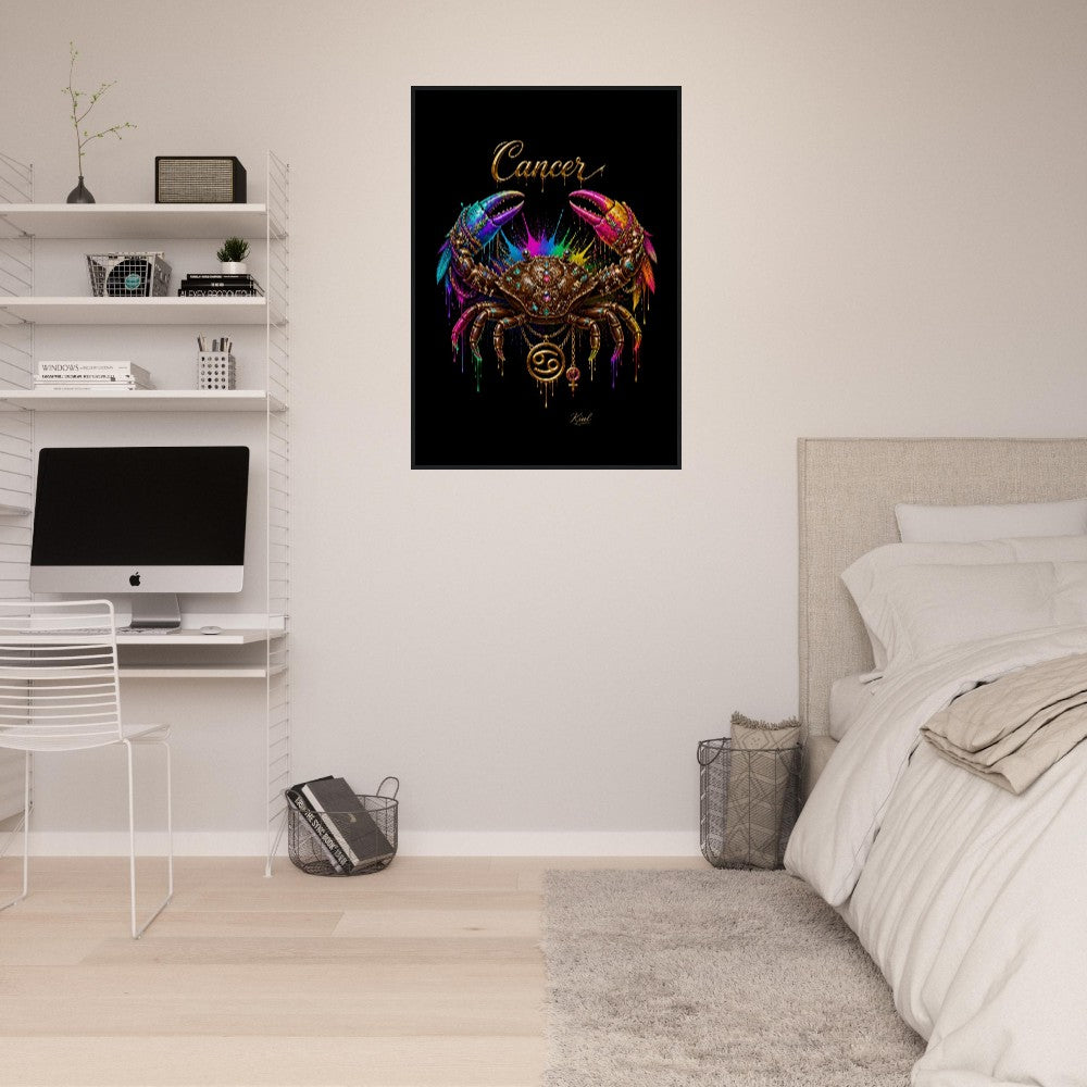 Krebs Neon Sternzeichen Krabben Poster, bunte Wandkunst, künstlerische Astrologie Leinwand, Sternzeichen Geschenk für Sie, Danish Art Studio