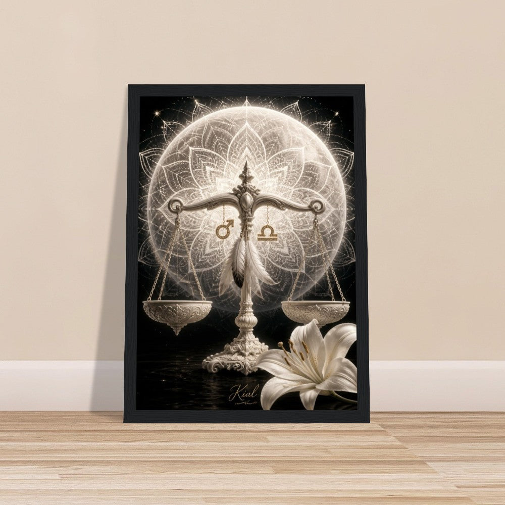 Libra Zodiac Scales Poster, Gold Wall Art, Astrology Canvas, Scales Portrait, Zodiac Gift for Him, Danish Art Studio