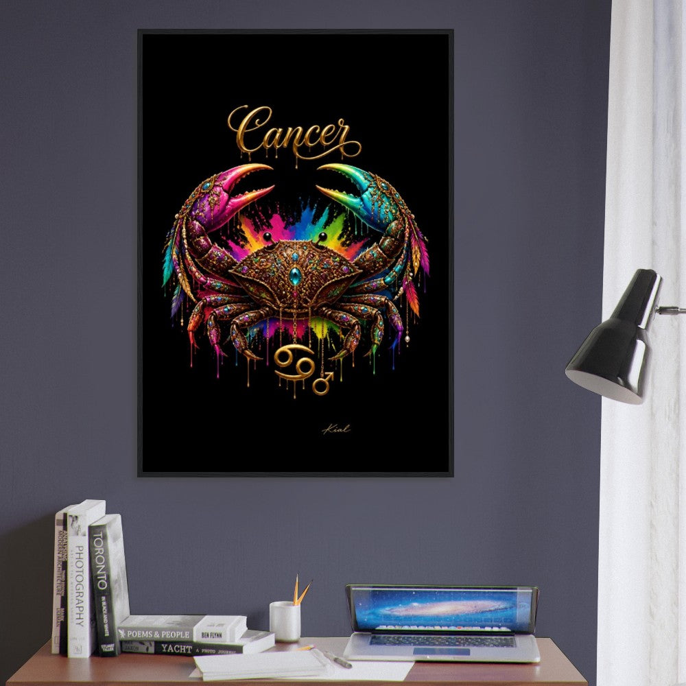Krebs Neon Tierkreis Krabbe Poster, Bunte Wandkunst, Künstlerische Astrologie Leinwand, Tierkreis Geschenk für Ihn, Danish Art Studio