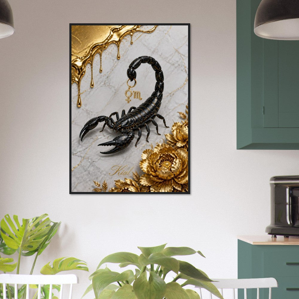 Scorpio Zodiac Scorpion Poster, Gold Wall Art, Zodiac Gift for Her, Danish Art Studio