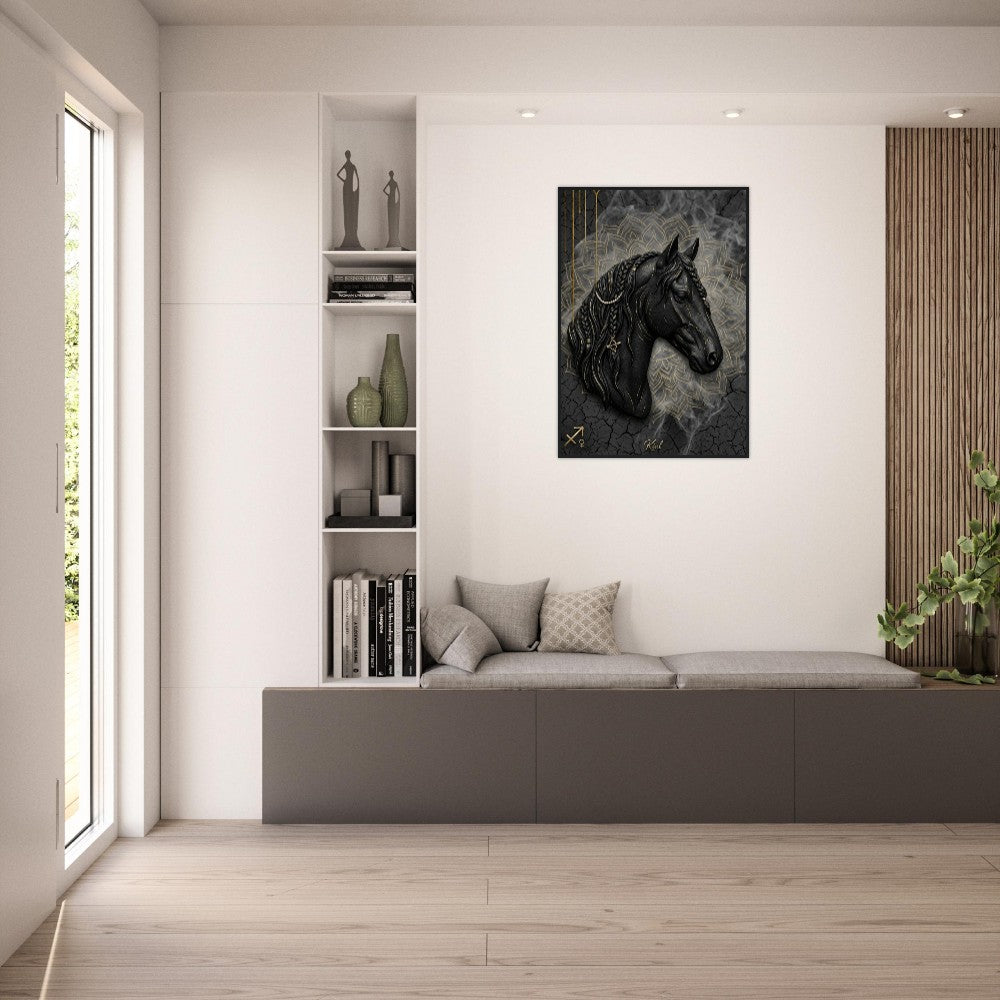 Sagittarius Zodiac Horse Poster, Gold Wall Art, Zodiac Gift for Her, Danish Art Studio