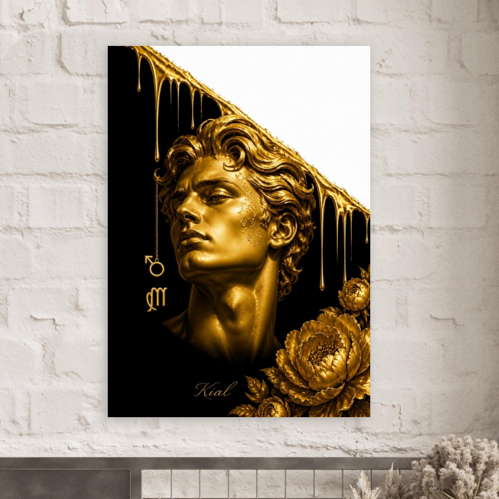 Virgo Zodiac Maiden Poster, Gold Wall Art, Astrology Canvas, Maiden Portrait, Zodiac Gift for Him, Danish Art Studio