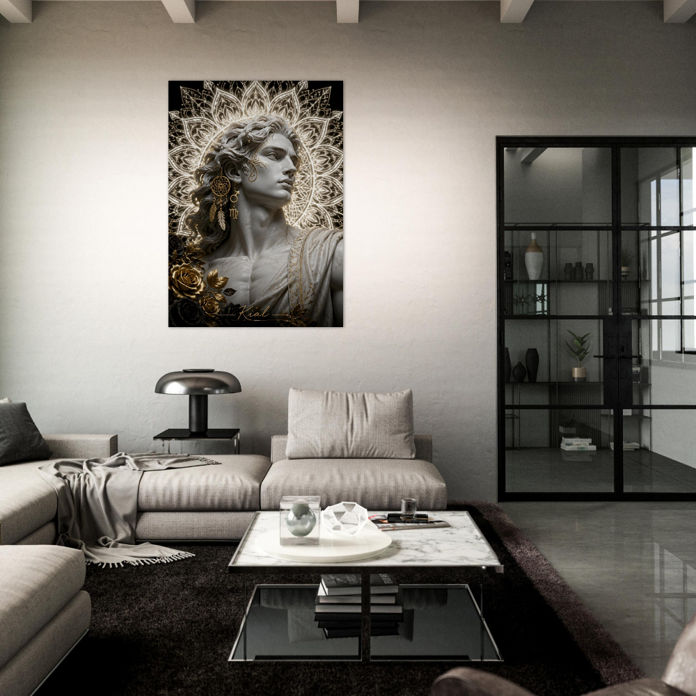 Virgo Zodiac Maiden Poster, Gold Wall Art, Astrology Canvas, Maiden Portrait, Zodiac Gift for Him, Danish Art Studio