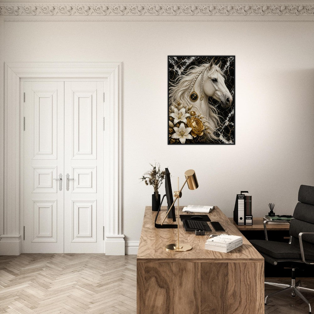 Sagittarius Zodiac Horse Poster, Gold Wall Art, Zodiac Gift for Him, Danish Art Studio