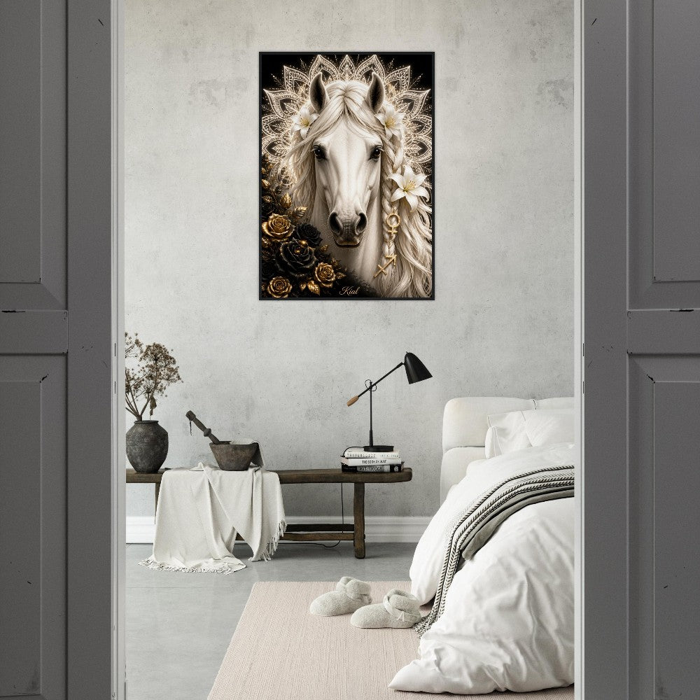 Sagittarius Zodiac Horse Poster, Gold Wall Art, Zodiac Gift for Her, Danish Art Studio