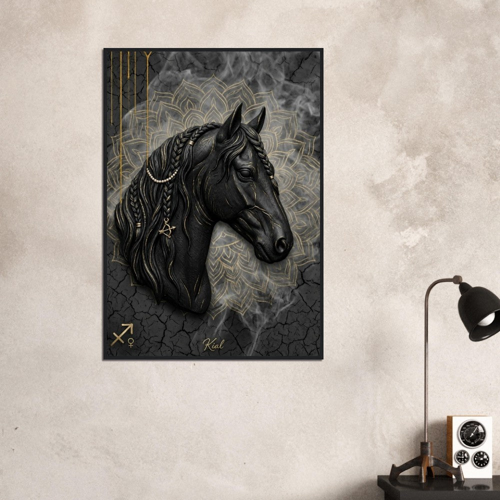 Sagittarius Zodiac Horse Poster, Gold Wall Art, Zodiac Gift for Her, Danish Art Studio