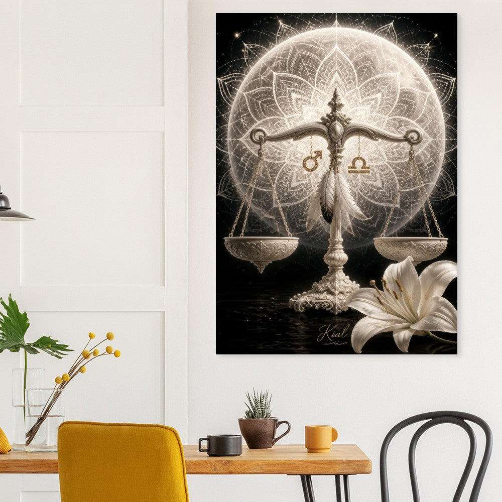 Libra Zodiac Scales Poster, Gold Wall Art, Astrology Canvas, Scales Portrait, Zodiac Gift for Him, Danish Art Studio