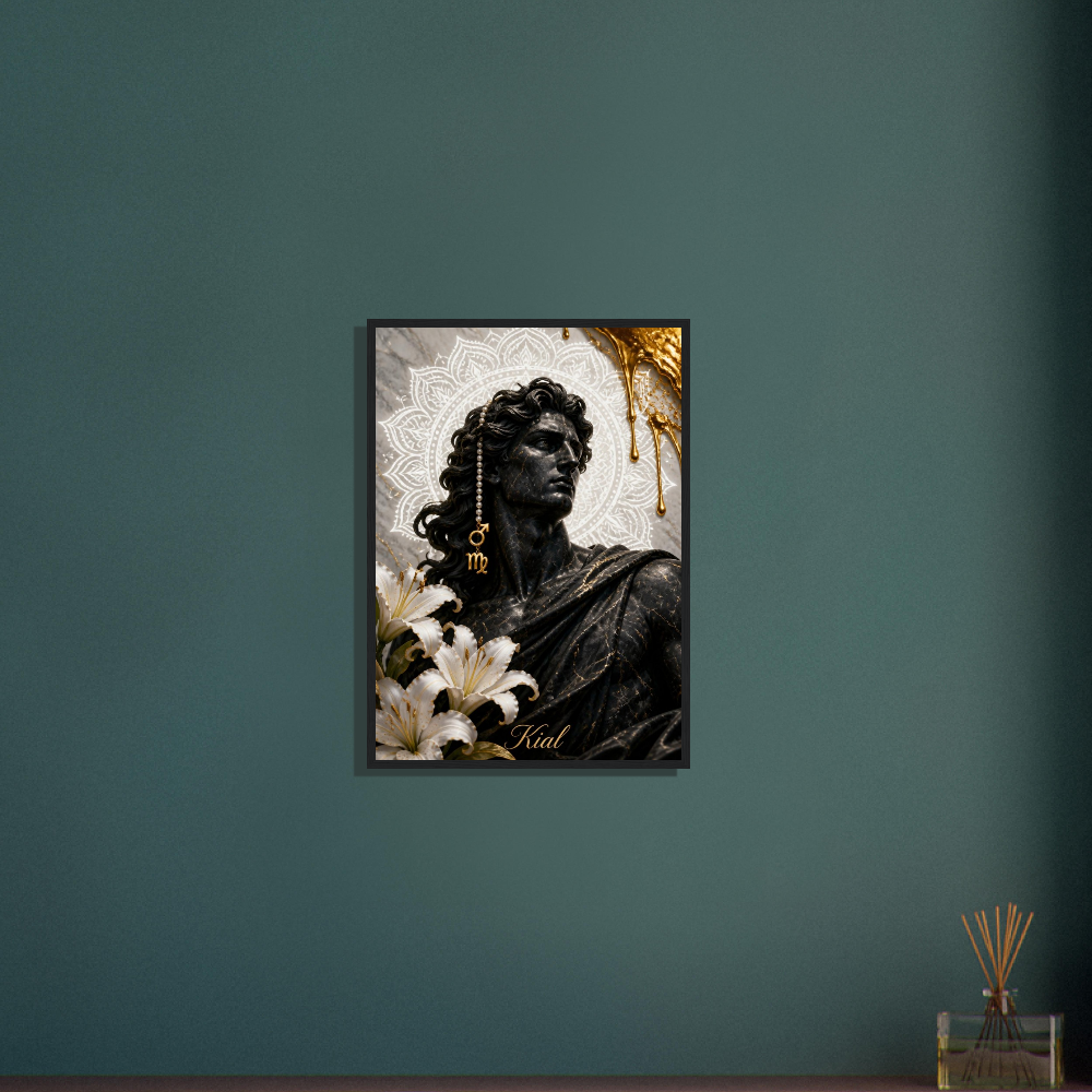 Virgo Zodiac Maiden Poster, Gold Wall Art, Astrology Canvas, Maiden Portrait, Zodiac Gift for Him, Danish Art Studio