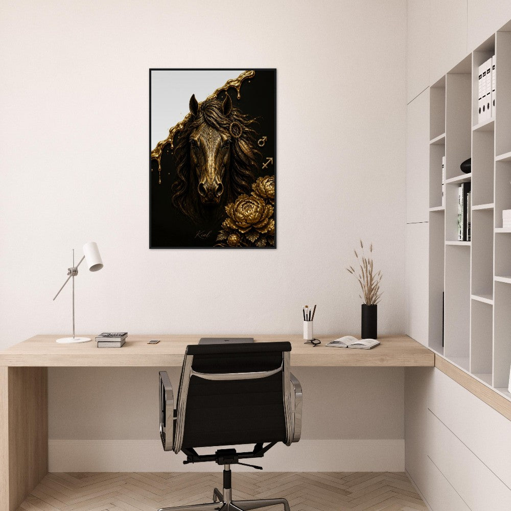 Sagittarius Zodiac Horse Poster, Gold Wall Art, Zodiac Gift for Him, Danish Art Studio