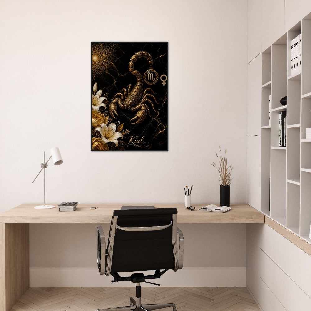 Scorpio Zodiac Scorpion Poster, Gold Wall Art, Zodiac Gift for Her, Danish Art Studio