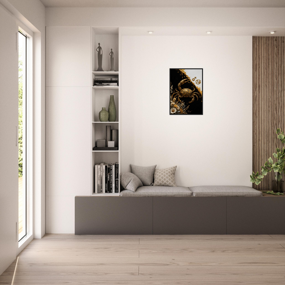 Cancer Zodiac Crab Poster, Gold Wall Art, Astrology Canvas, Crab Portrait, Zodiac Gift for Him Danish Art Studio