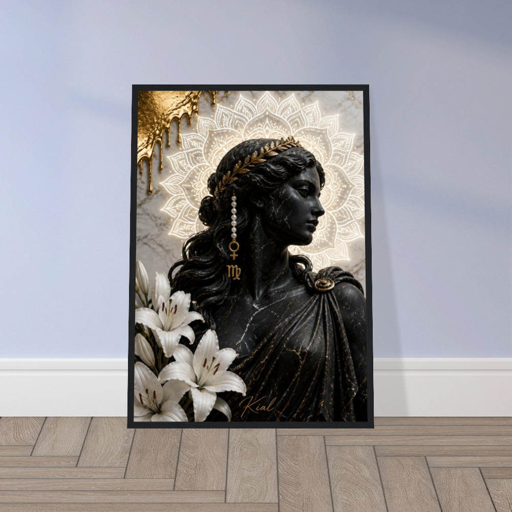 Virgo Zodiac Maiden Poster, Gold Wall Art, Astrology Canvas, Maiden Portrait, Zodiac Gift for Her, Danish Art Studio