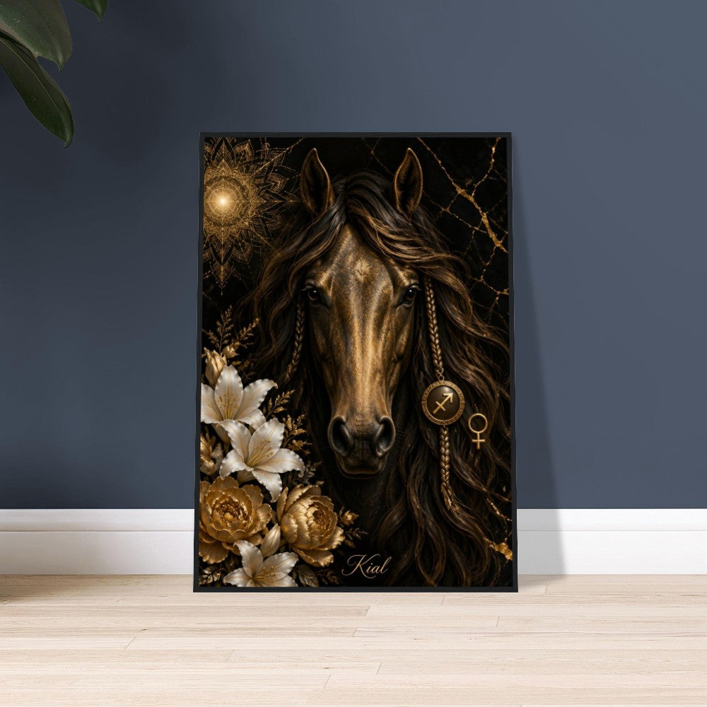 Sagittarius Zodiac Horse Poster, Gold Wall Art, Zodiac Gift for Her, Danish Art Studio