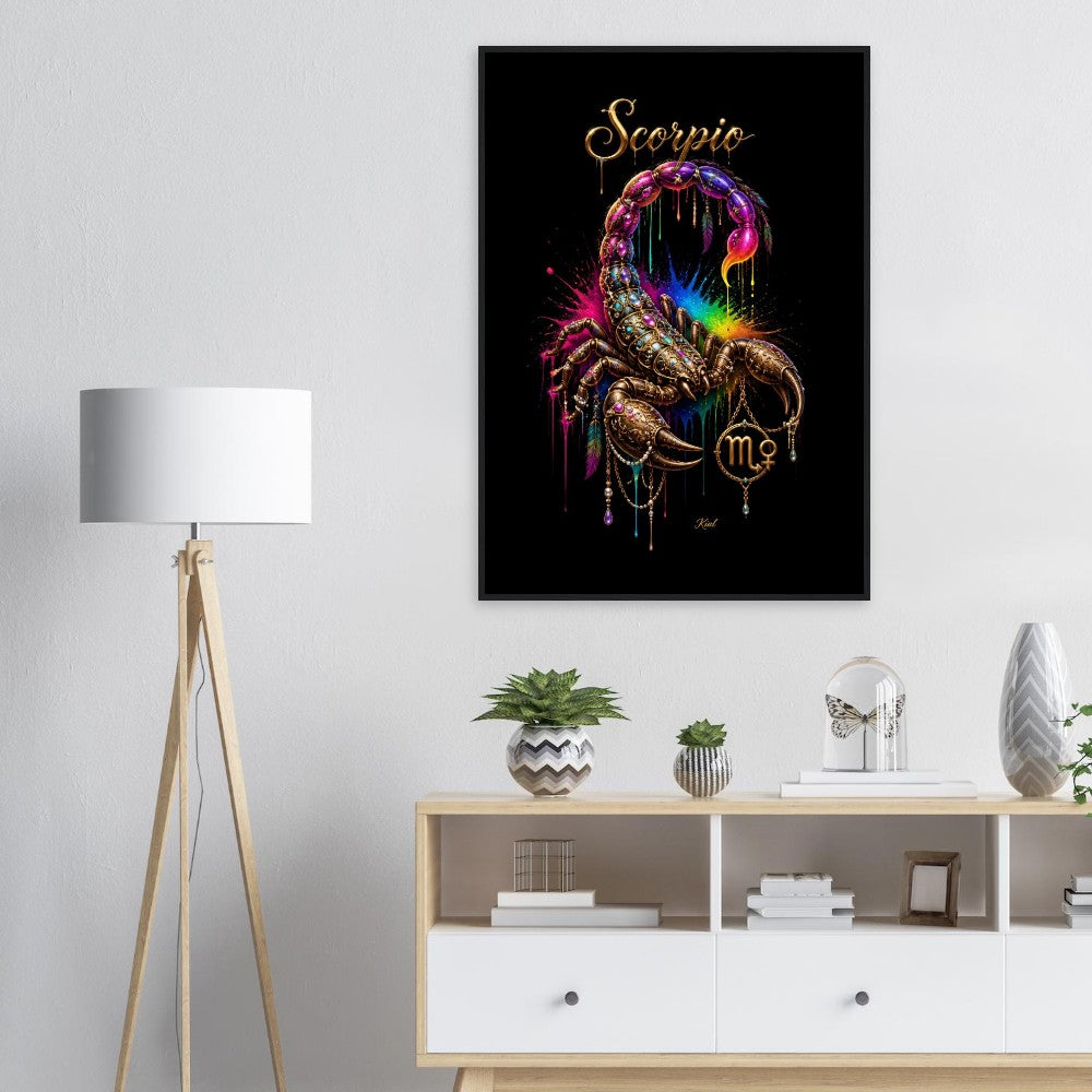 Scorpio Neon Zodiac Scorpion Poster, Colorful Wall Art, Zodiac Gift for Her, Danish Art Studio