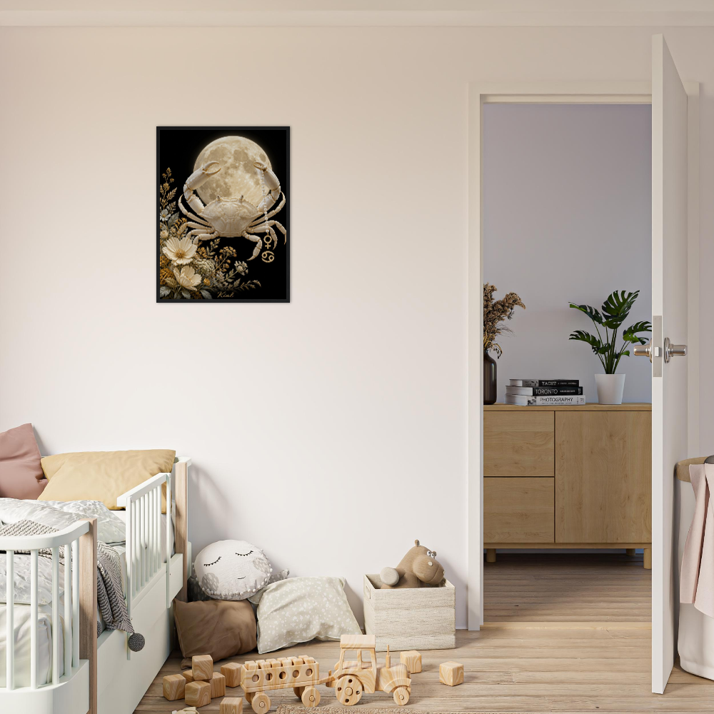 Cancer Zodiac Crab Poster, Gold Wall Art, Astrology Canvas, Crab Portrait, Zodiac Gift for Her, Danish Art Studio