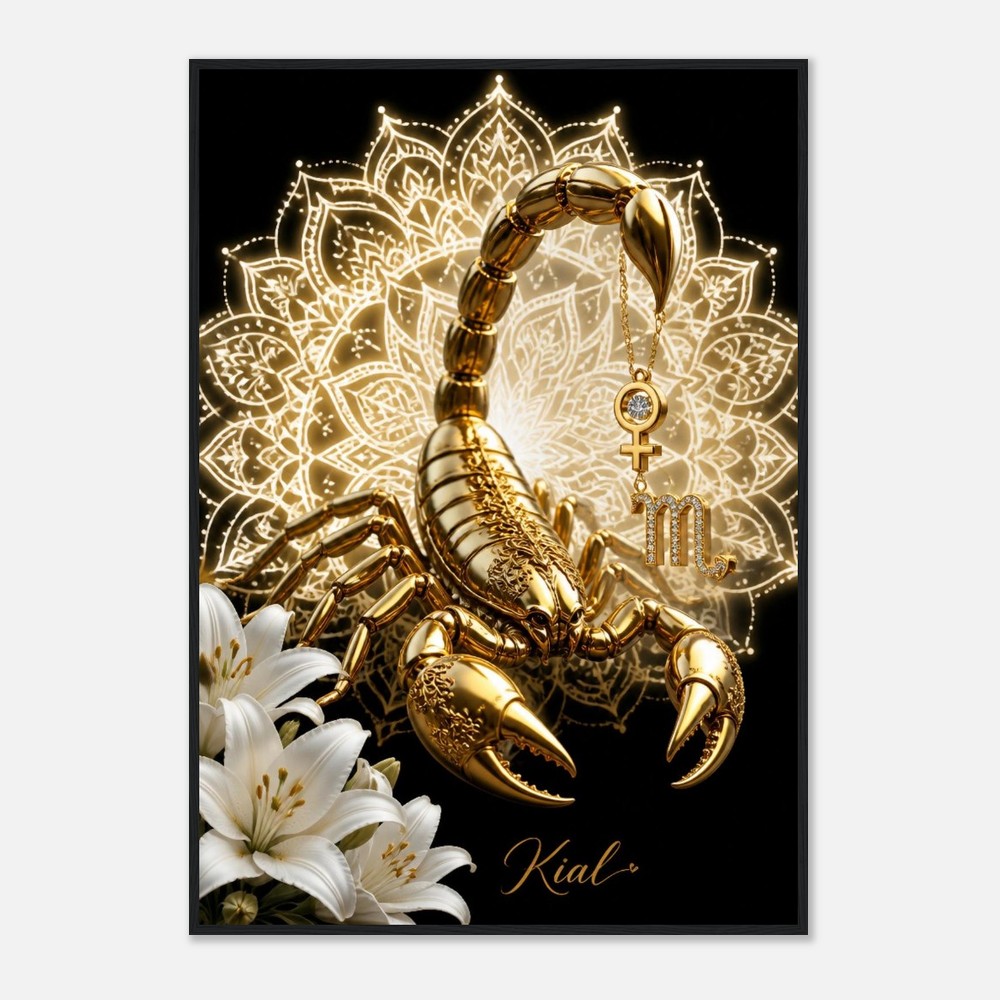 Scorpio Zodiac Scorpion Poster, Gold Wall Art, Zodiac Gift for Her, Danish Art Studio