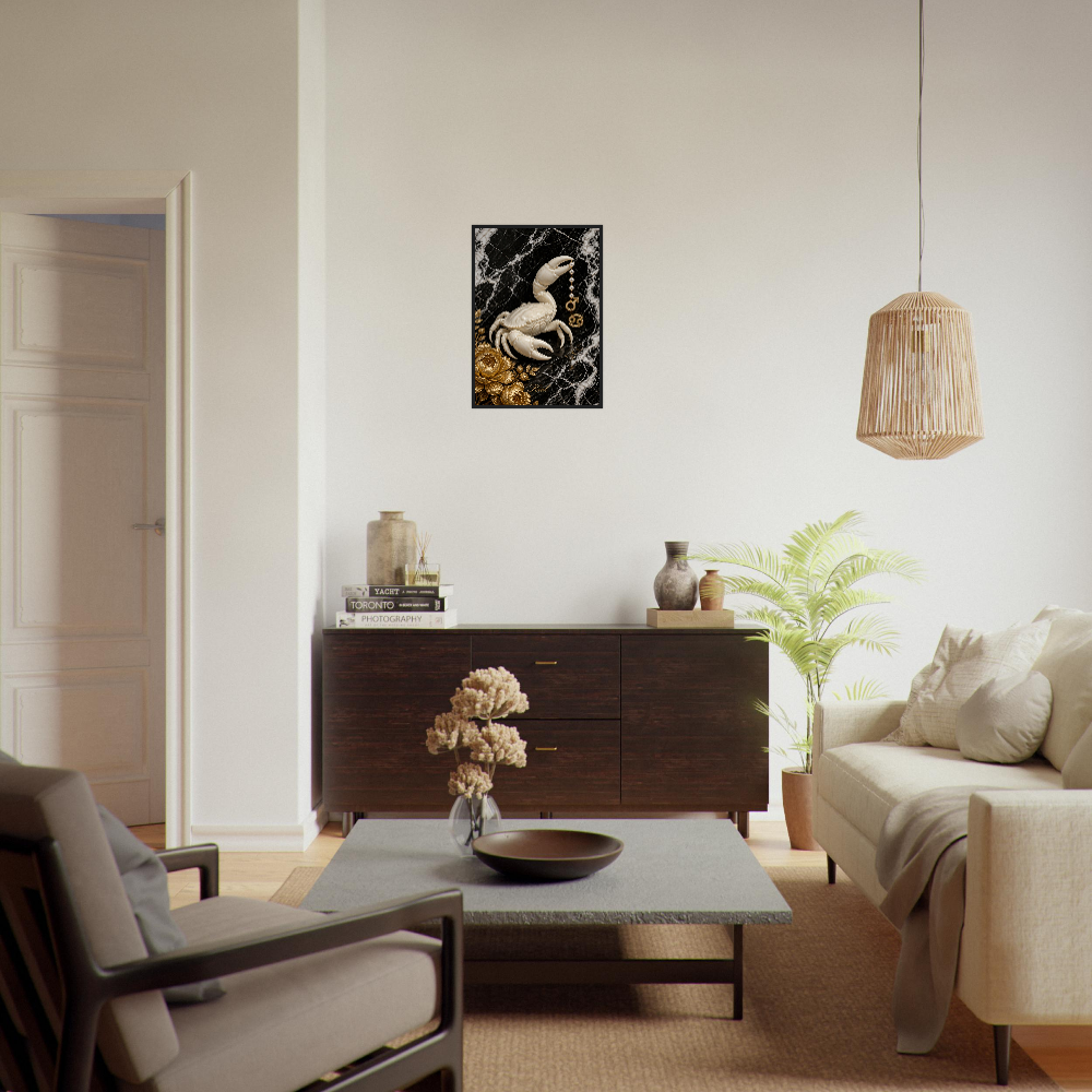 Cancer Zodiac Crab Poster, Gold Wall Art, Astrology Canvas, Crab Portrait, Zodiac Gift for Him, Danish Art Studio