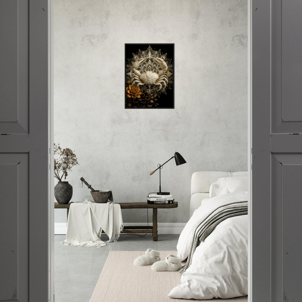 Cancer Zodiac Crab Poster, Gold Wall Art, Astrology Canvas, Crab Portrait, Zodiac Gift for Her, Danish Art Studio