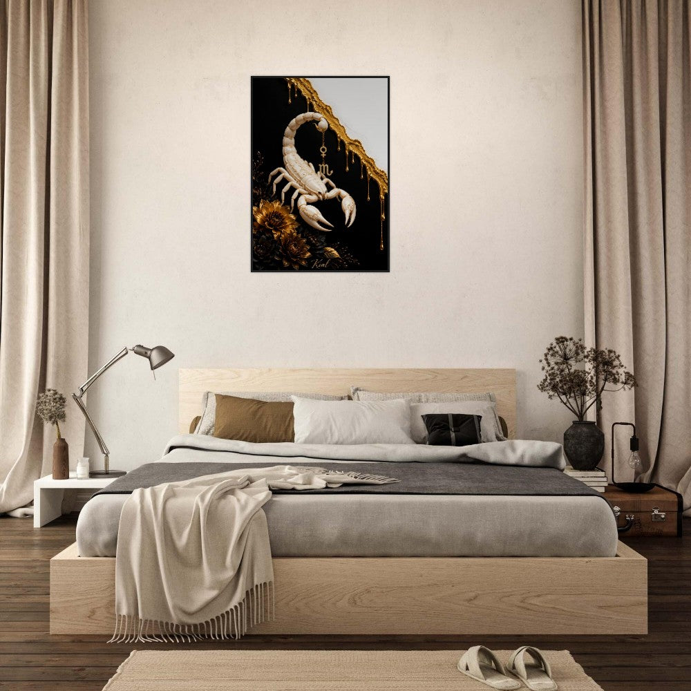 Scorpio Zodiac Scorpion Poster, Gold Wall Art, Zodiac Gift for Her, Danish Art Studio