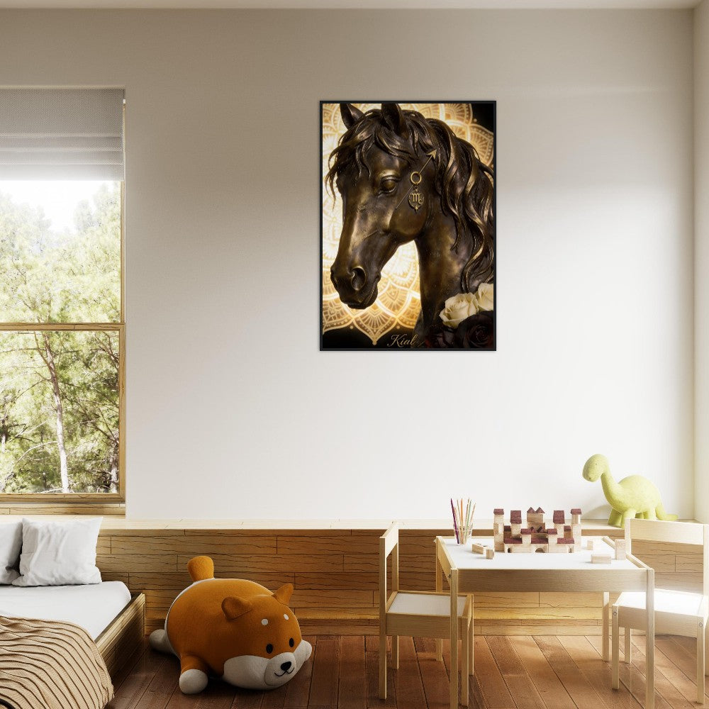 Sagittarius Zodiac Horse Poster, Gold Wall Art, Zodiac Gift for Him, Danish Art Studio