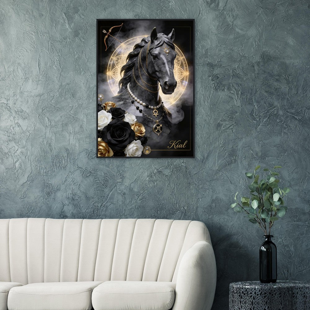 Sagittarius Zodiac Horse Poster, Gold Wall Art, Zodiac Gift for Her, Danish Art Studio