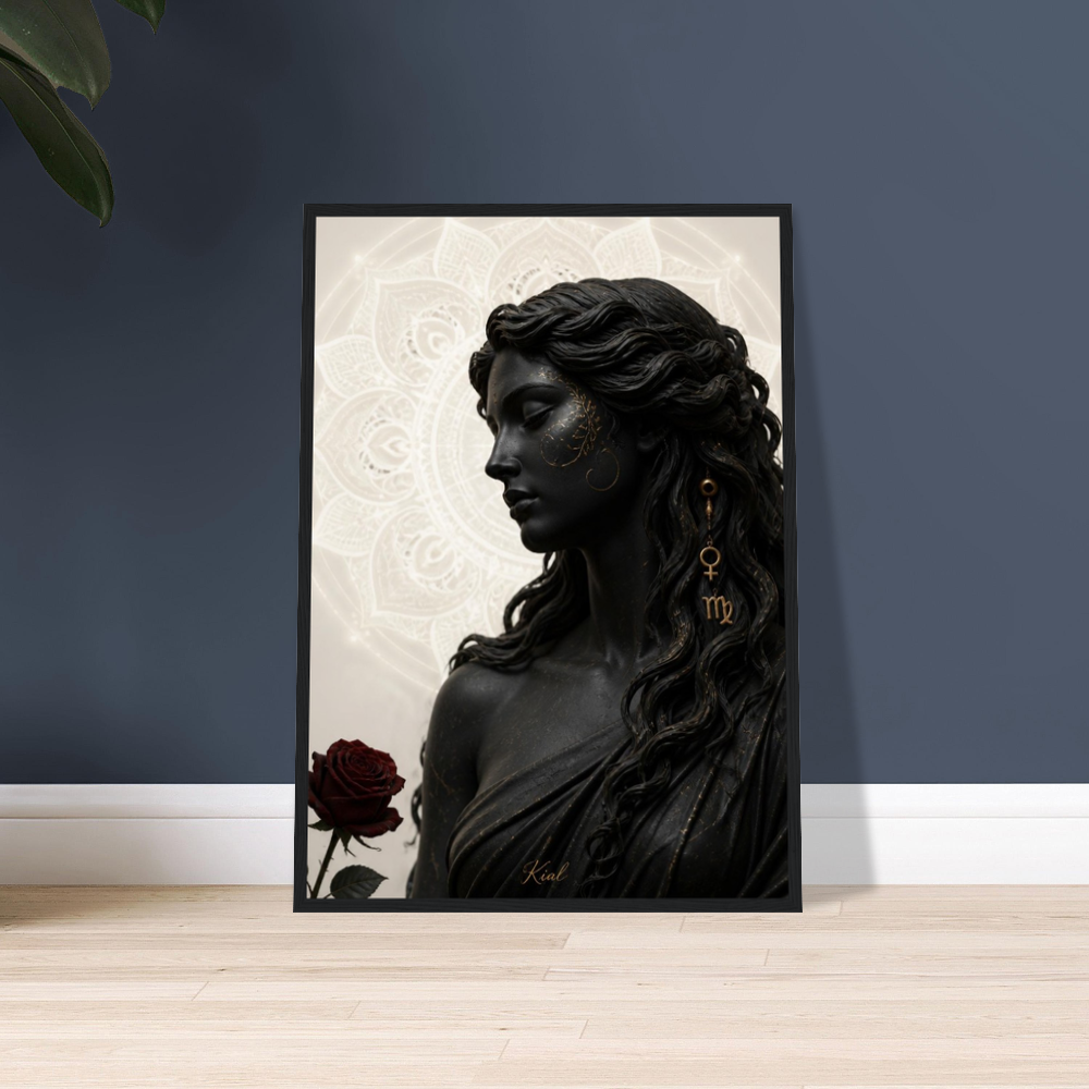 Virgo Zodiac Maiden Poster, Gold Wall Art, Astrology Canvas, Maiden Portrait, Zodiac Gift for Her, Danish Art Studio