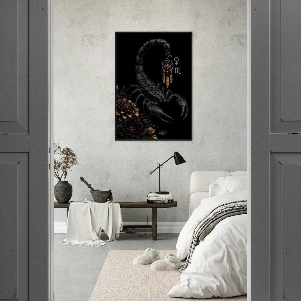 Scorpio Zodiac Scorpion Poster, Gold Wall Art, Zodiac Gift for Her, Danish Art Studio