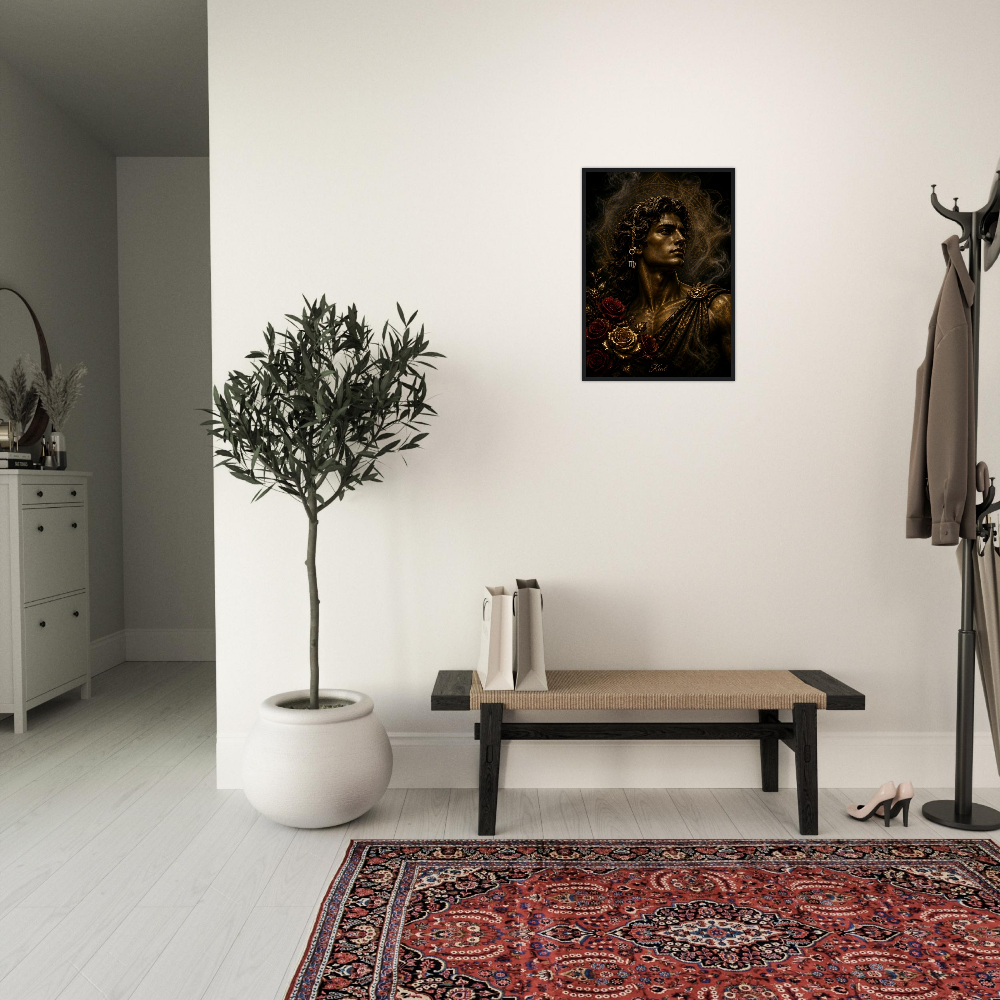 Virgo Zodiac Maiden Poster, Gold Wall Art, Astrology Canvas, Maiden Portrait, Zodiac Gift for Him, Danish Art Studio