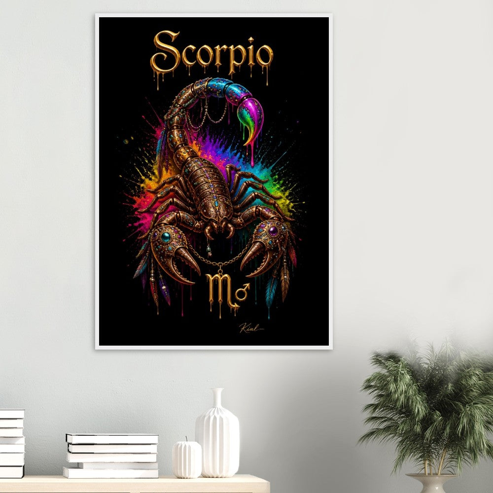 Scorpio Neon Zodiac Scorpion Poster, Colorful Wall Art, Zodiac Gift for Him, Danish Art Studio