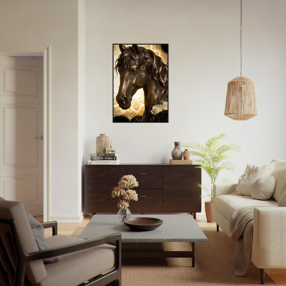 Sagittarius Zodiac Horse Poster, Gold Wall Art, Zodiac Gift for Him, Danish Art Studio