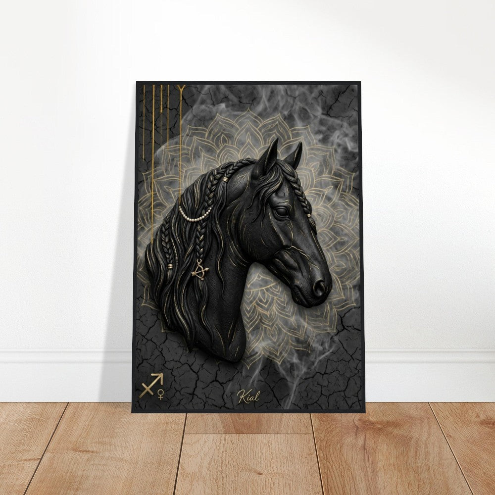 Sagittarius Zodiac Horse Poster, Gold Wall Art, Zodiac Gift for Her, Danish Art Studio
