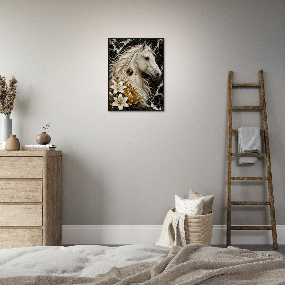 Sagittarius Zodiac Horse Poster, Gold Wall Art, Zodiac Gift for Him, Danish Art Studio