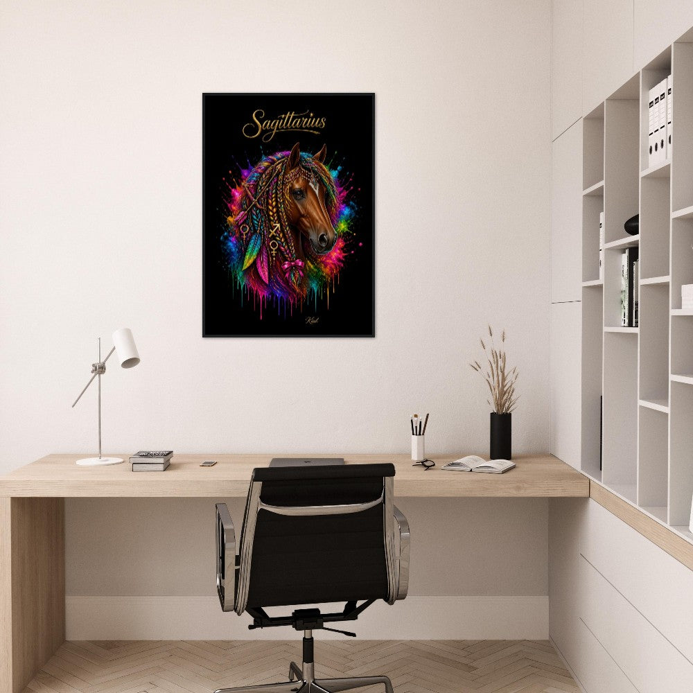 Sagittarius Neon Zodiac Horse Poster, Colorful Wall Art, Zodiac Gift for Her, Danish Art Studio