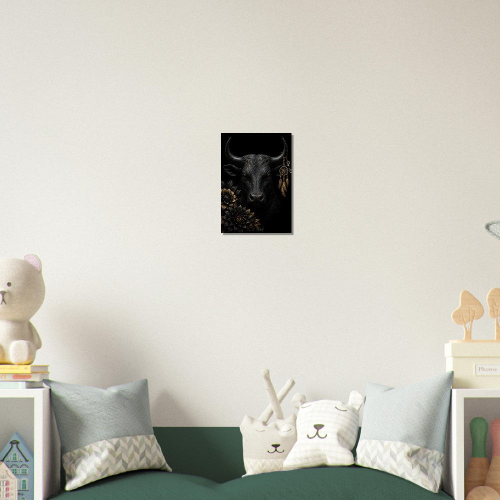 Taurus Zodiac Bull Poster, Gold Wall Art, Astrology Canvas, Bull Portrait, Zodiac Gift for Her, Danish Art Studio