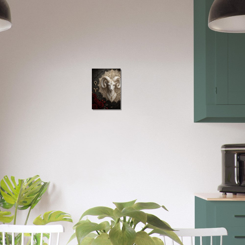 Aries Zodiac Ram Poster, Gold Wall Art, Astrology Canvas, Ram Portrait, Zodiac Gift for Her, Danish Art Studio