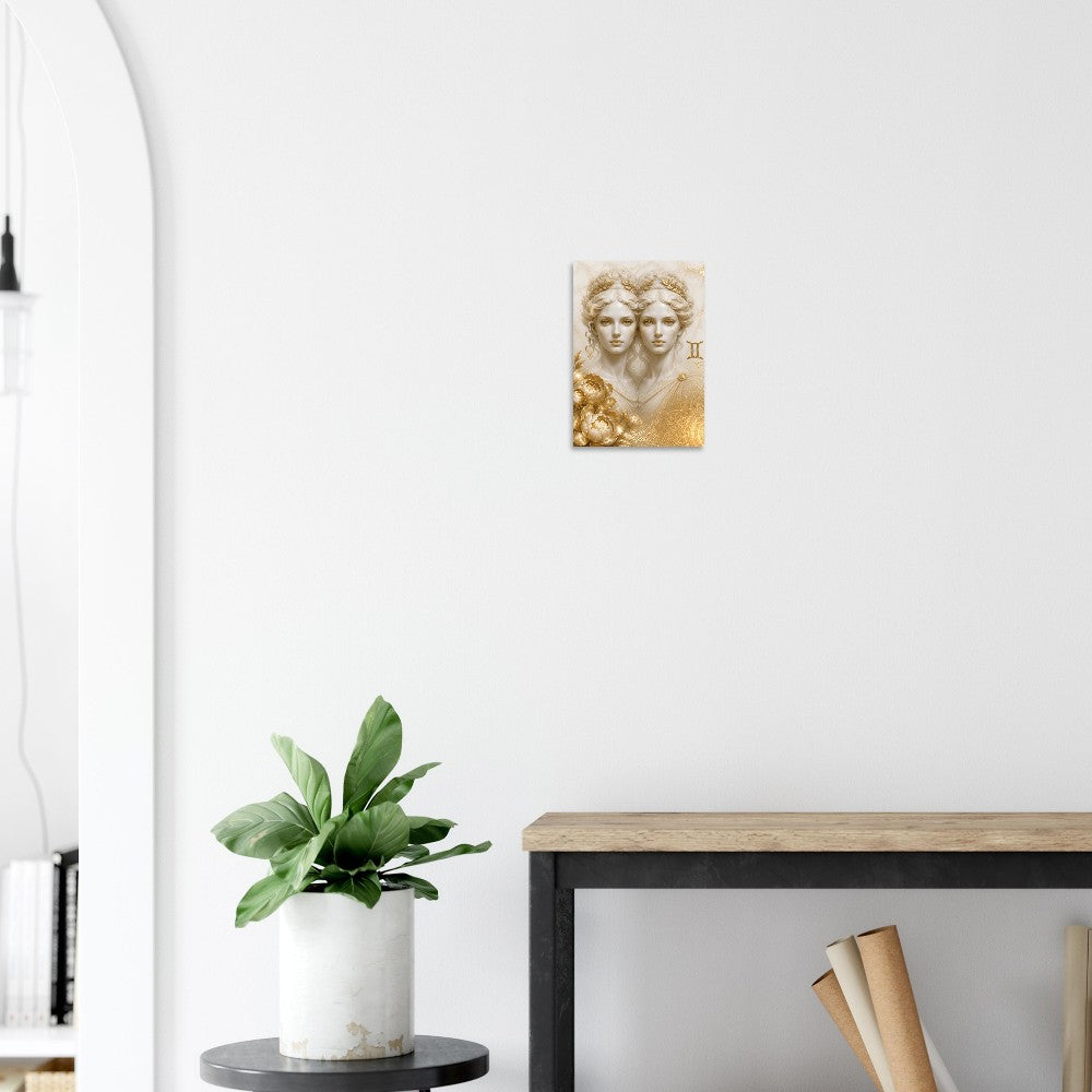 Wall artGemini Zodiac Twins Poster, Gold Wall Art, Astrology Canvas, Twins Portrait, Zodiac Gift for Her, Danish Art Studio