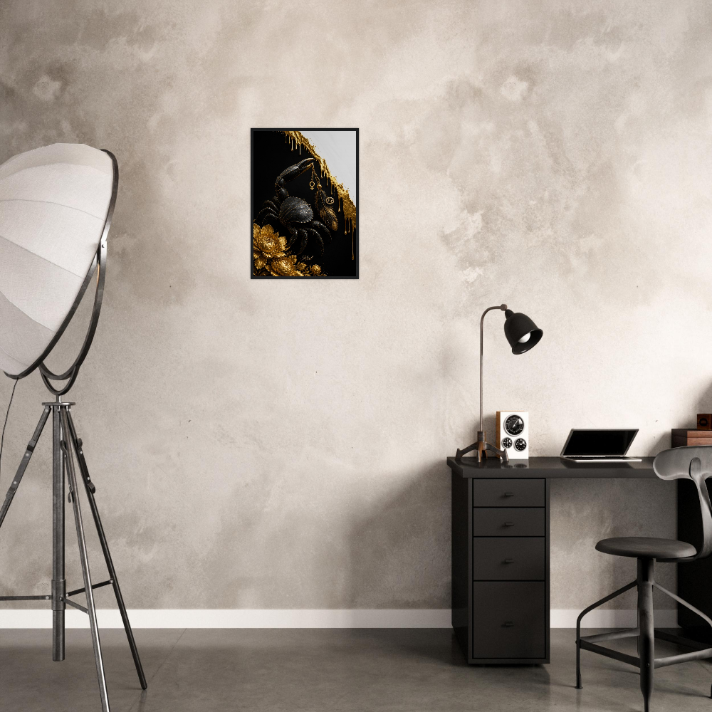 Cancer Zodiac Crab Poster, Gold Wall Art, Astrology Canvas, Crab Portrait, Zodiac Gift for Her, Danish Art Studio