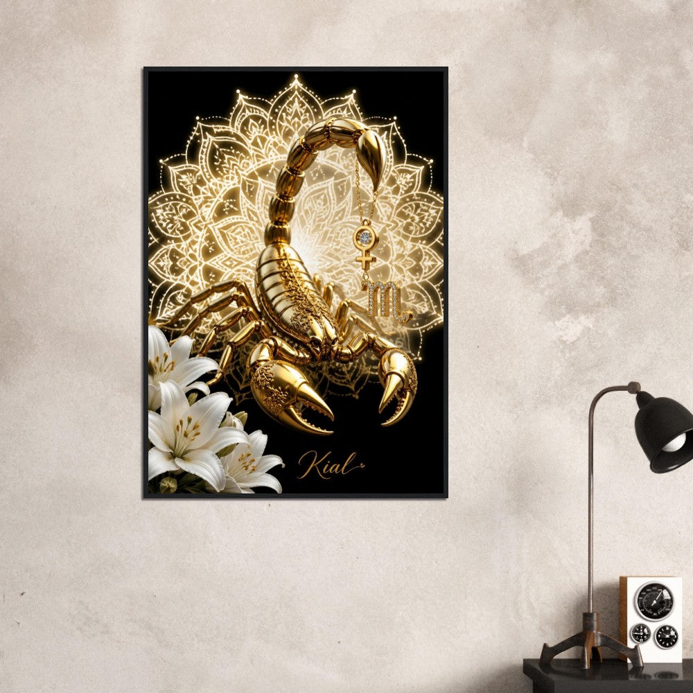 Scorpio Zodiac Scorpion Poster, Gold Wall Art, Zodiac Gift for Her, Danish Art Studio