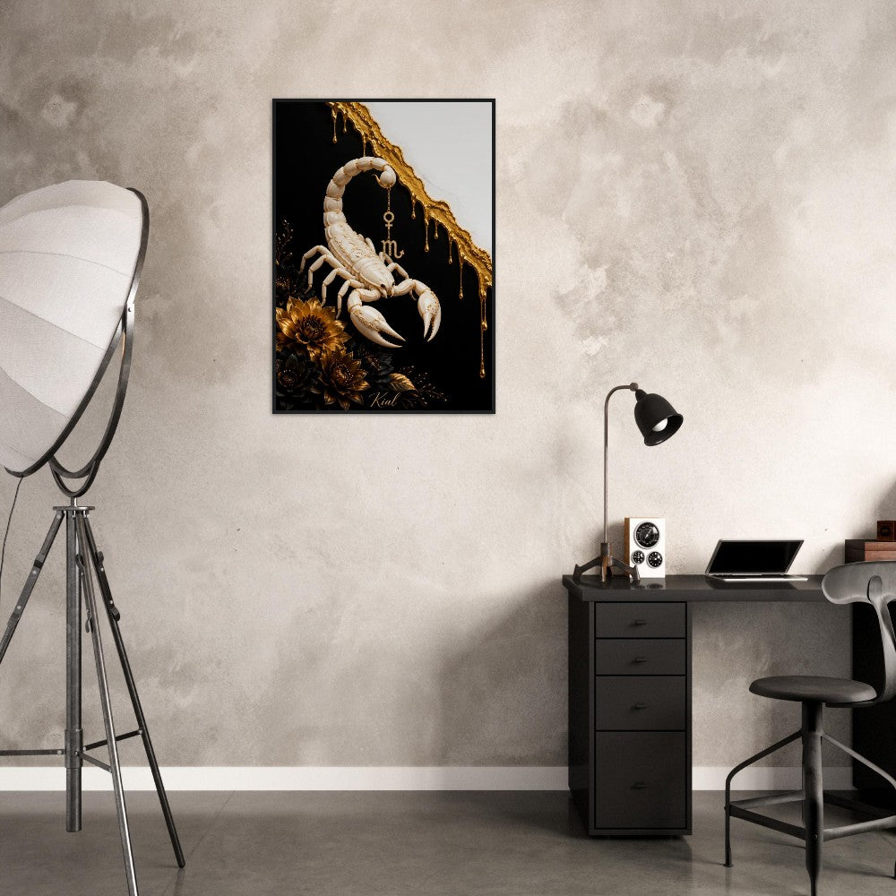Scorpio Zodiac Scorpion Poster, Gold Wall Art, Zodiac Gift for Her, Danish Art Studio