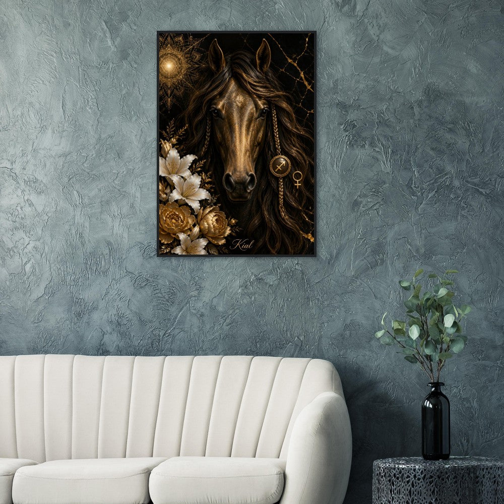 Sagittarius Zodiac Horse Poster, Gold Wall Art, Zodiac Gift for Her, Danish Art Studio